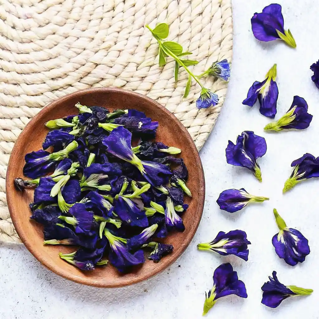 Natural Mounjaro Recipe: My Go-To Gut Reset Drink for Calm, Clarity & Cravings 4 dried butterfly pea flowers used in natural Mounjaro recipe
